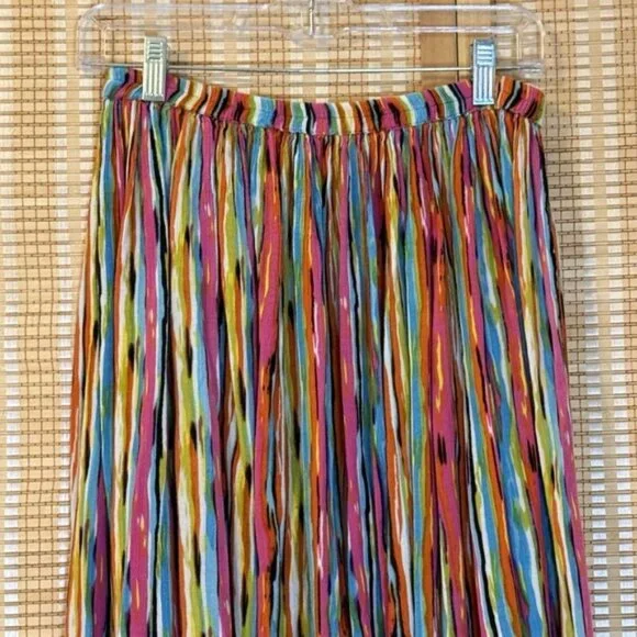 New Directions Womens M Maxi Skirt Striped Lagenlook Arty Boho Whimsical Flowy - Picture 2 of 8